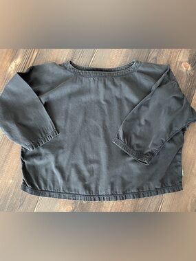 Vintage Bis‎ Bis Washed Black Relaxed Boatneck Boxy Pullover Cotton Size Small